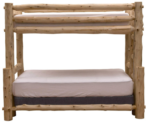 homeroots bed & bath Rustic And Natural Cedar Single Ladder Left Log Bunk Bed 