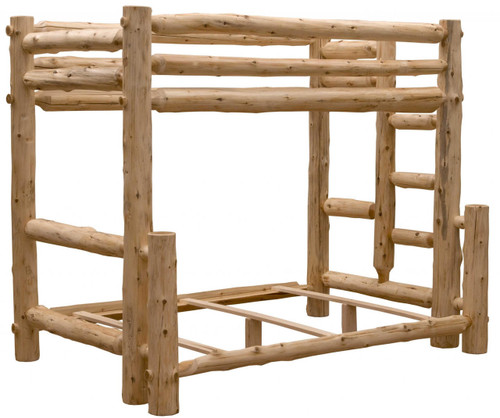homeroots bed & bath Rustic And Natural Cedar Single Ladder Left Log Bunk Bed 