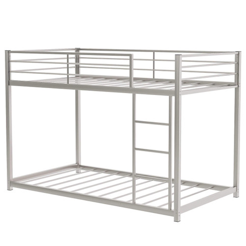 homeroots bed & bath Silver Twin Over Twin Metal Low Bunk Bed 