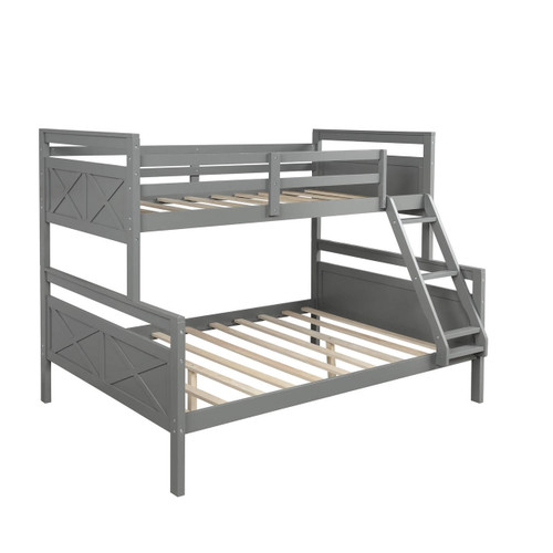 homeroots bed & bath Gray Twin Over Full Size Bunk Bed 