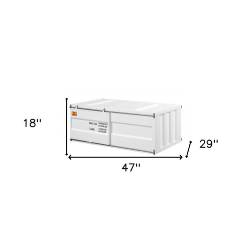 homeroots living room 47" White Iron Rectangular Coffee Table with Storage  homeroots living room 47" White Iron Rectangular Coffee Table with Storage