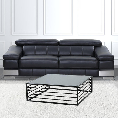 homeroots living room 43" Black And Smoked Glass Square Coffee Table  homeroots living room 43" Black And Smoked Glass Square Coffee Table