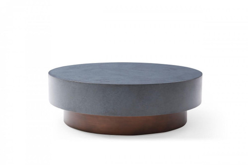 homeroots living room 48" Antique Copper And Grey Steel Round Coffee Table  homeroots living room 48" Antique Copper And Grey Steel Round Coffee Table