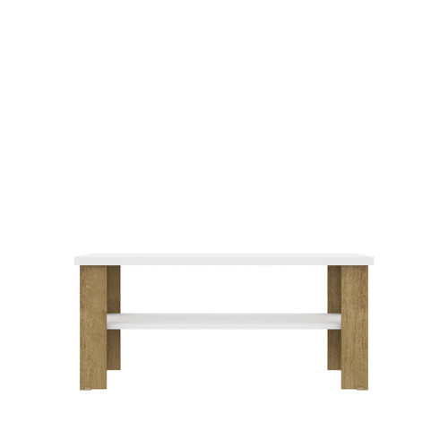 homeroots living room 35" White Natural Rectangular Coffee Table With Shelf  homeroots living room 35" White Natural Rectangular Coffee Table With Shelf