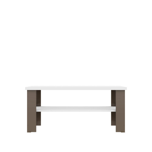 homeroots living room 35" White Brown Rectangular Coffee Table With Shelf  homeroots living room 35" White Brown Rectangular Coffee Table With Shelf