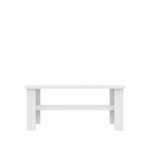 homeroots living room 35" White Rectangular Coffee Table With Shelf  homeroots living room 35" White Rectangular Coffee Table With Shelf