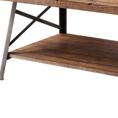 homeroots living room 48" Sandy Black And Weathered Oak Rectangular Coffee Table With Shelf  homeroots living room 48" Sandy Black And Weathered Oak Rectangular Coffee Table With Shelf