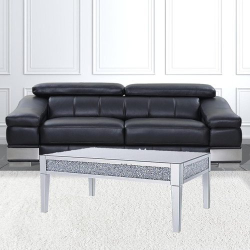 homeroots living room 48" Silver Mirrored Rectangular Mirrored Coffee Table  homeroots living room 48" Silver Mirrored Rectangular Mirrored Coffee Table