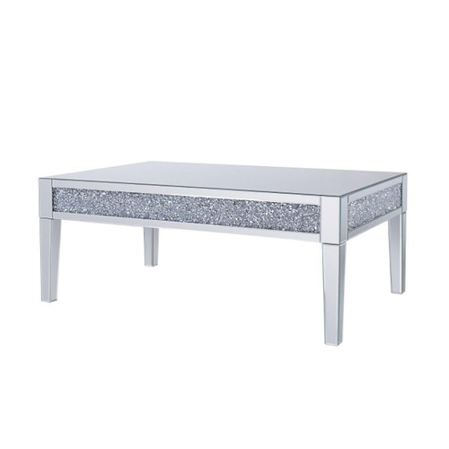 homeroots living room 48" Silver Mirrored Rectangular Mirrored Coffee Table  homeroots living room 48" Silver Mirrored Rectangular Mirrored Coffee Table