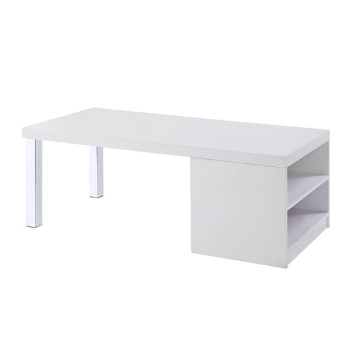 homeroots living room 47" Chrome And White Rectangular Coffee Table With Shelf  homeroots living room 47" Chrome And White Rectangular Coffee Table With Shelf