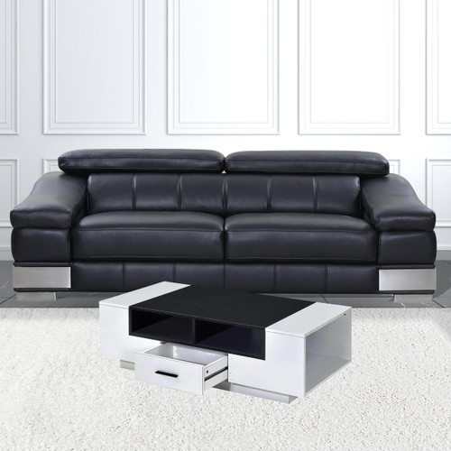 homeroots living room 47" White And Black Rectangular Coffee Table With Drawer And Three Shelves  homeroots living room 47" White And Black Rectangular Coffee Table With Drawer And Three Shelves