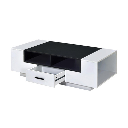 homeroots living room 47" White And Black Rectangular Coffee Table With Drawer And Three Shelves  homeroots living room 47" White And Black Rectangular Coffee Table With Drawer And Three Shelves