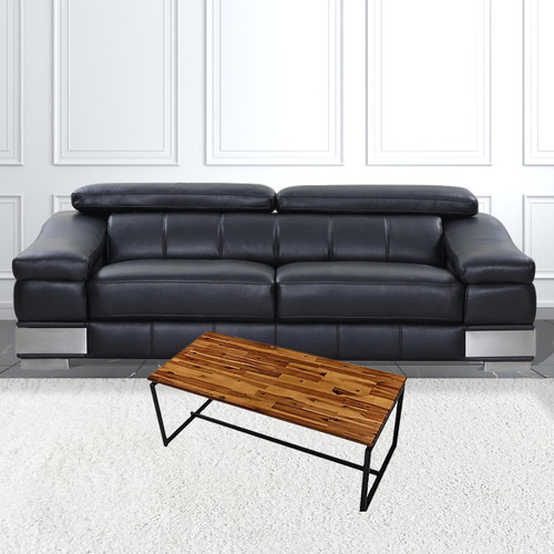 homeroots living room 47" Black And Oak Pvc Veneer Rectangular Coffee Table  homeroots living room 47" Black And Oak Pvc Veneer Rectangular Coffee Table