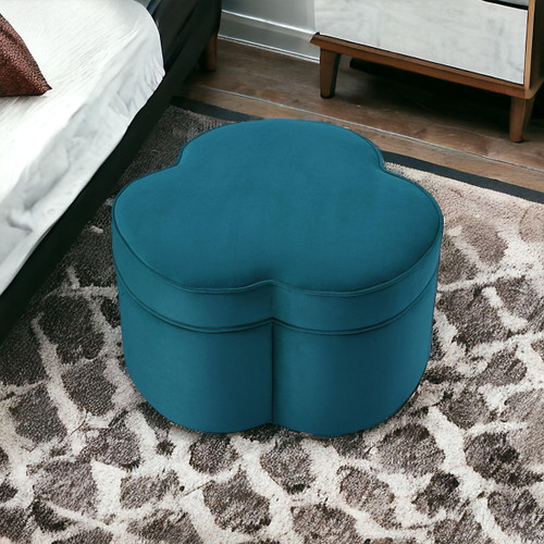homeroots living room 28" Teal Blue Velvet Specialty Cocktail Ottoman  homeroots living room 28" Teal Blue Velvet Specialty Cocktail Ottoman