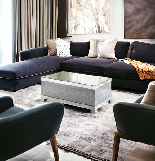 homeroots living room 47" Silver Mirrored Rectangular Mirrored Coffee Table - CP-HMEROOTS-490757  homeroots living room 47" Silver Mirrored Rectangular Mirrored Coffee Table - CP-HMEROOTS-490757