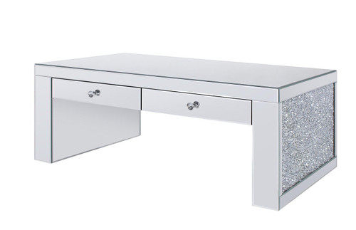 homeroots living room 48" Mirrored Mirrored Rectangular Mirrored Coffee Table With Two Drawers  homeroots living room 48" Mirrored Mirrored Rectangular Mirrored Coffee Table With Two Drawers