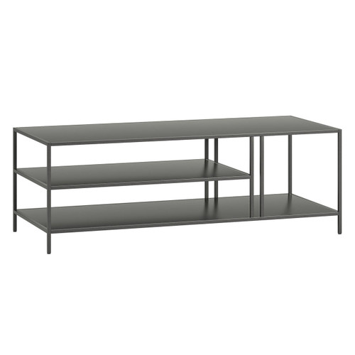 homeroots living room 48" Gray Steel Rectangular Coffee Table With Two Shelves  homeroots living room 48" Gray Steel Rectangular Coffee Table With Two Shelves