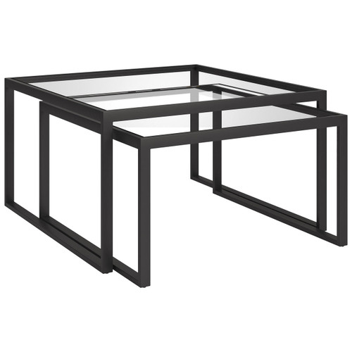 homeroots living room Set Of Two 30" Black Glass Square Nested Coffee Tables  homeroots living room Set Of Two 30" Black Glass Square Nested Coffee Tables