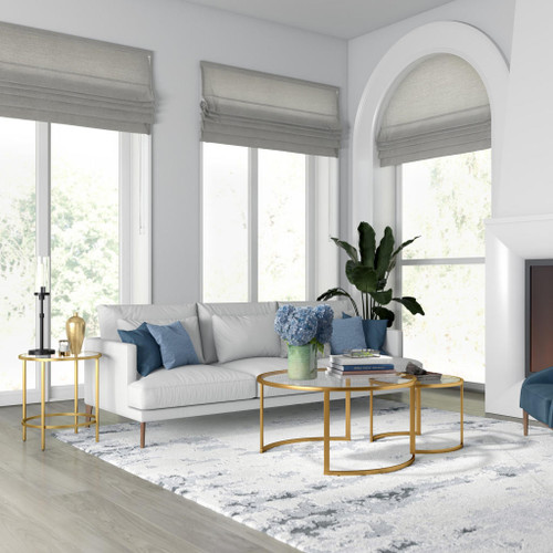 homeroots living room Set Of Two 36" Gold and Glass Round Nested Coffee Tables  homeroots living room Set Of Two 36" Gold and Glass Round Nested Coffee Tables