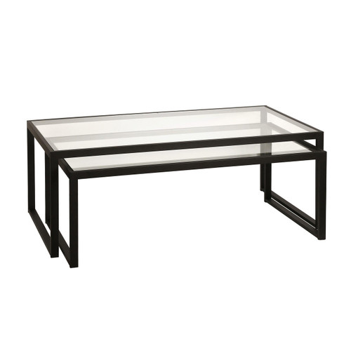 homeroots living room Set Of Two 46" Black Glass Rectangular Nested Coffee Tables  homeroots living room Set Of Two 46" Black Glass Rectangular Nested Coffee Tables