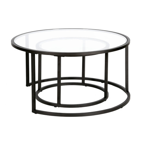 homeroots living room Set Of Two 35" Black Glass Round Nested Coffee Tables  homeroots living room Set Of Two 35" Black Glass Round Nested Coffee Tables