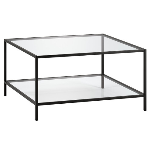 homeroots living room 32" Black and Glass Square Coffee Table With Shelf  homeroots living room 32" Black and Glass Square Coffee Table With Shelf
