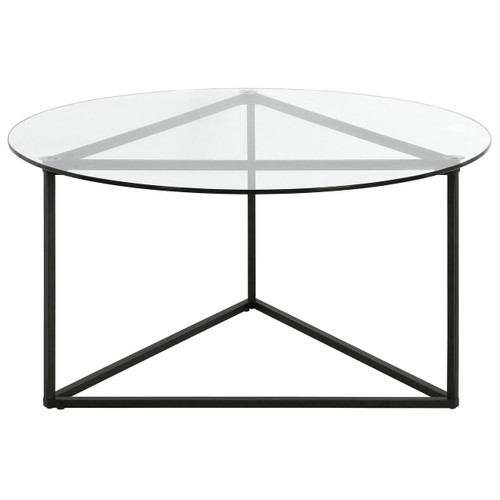 homeroots living room 35" Black and Glass Round Coffee Table  homeroots living room 35" Black and Glass Round Coffee Table