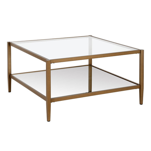 homeroots living room 32" Gold Glass Square Coffee Table With Shelf - CP-HMEROOTS-520990  homeroots living room 32" Gold Glass Square Coffee Table With Shelf - CP-HMEROOTS-520990
