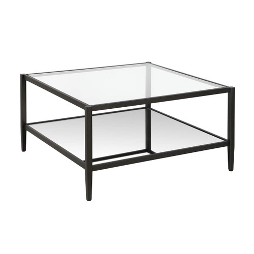 homeroots living room 32" Black Glass Square Coffee Table With Shelf - CP-HMEROOTS-520991  homeroots living room 32" Black Glass Square Coffee Table With Shelf - CP-HMEROOTS-520991