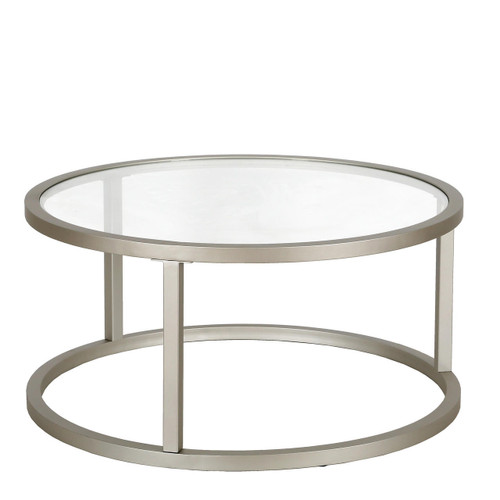 homeroots living room 35" Silver Glass Round Coffee Table  homeroots living room 35" Silver Glass Round Coffee Table