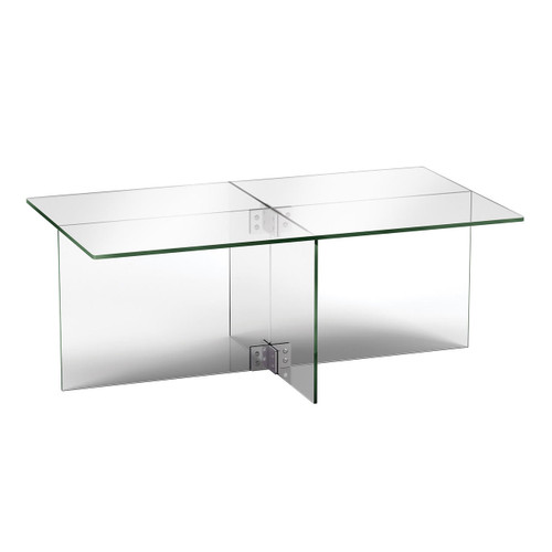 homeroots living room 24" Clear Glass Rectangular Coffee Table  homeroots living room 24" Clear Glass Rectangular Coffee Table