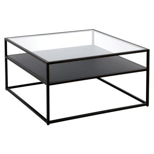 homeroots living room 32" Black Glass Square Coffee Table With Shelf - CP-HMEROOTS-521057  homeroots living room 32" Black Glass Square Coffee Table With Shelf - CP-HMEROOTS-521057