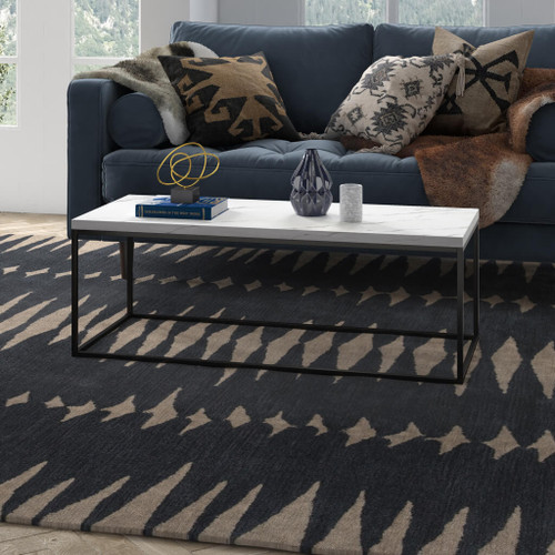 homeroots living room 48" Black And White Faux Marble Rectangular Coffee Table  homeroots living room 48" Black And White Faux Marble Rectangular Coffee Table