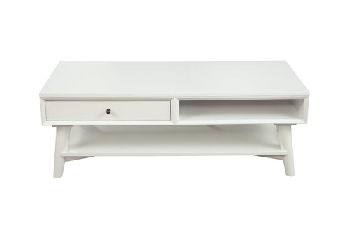 homeroots living room 48" White Rectangular Coffee Table With Drawer  homeroots living room 48" White Rectangular Coffee Table With Drawer