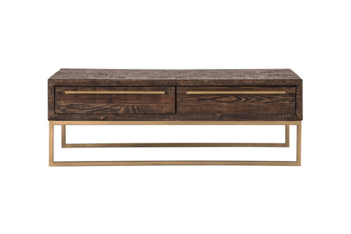 homeroots living room 47" Gold And Dark Brown Rectangular Coffee Table With Drawers  homeroots living room 47" Gold And Dark Brown Rectangular Coffee Table With Drawers