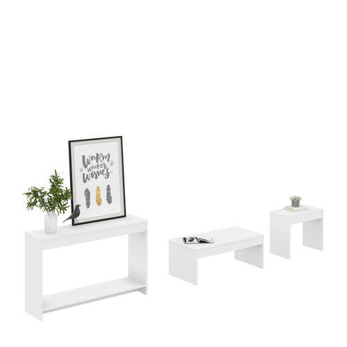 homeroots living room Set Of Three 43" White Rectangular Living Room Table Set  homeroots living room Set Of Three 43" White Rectangular Living Room Table Set
