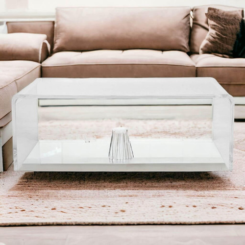 homeroots living room 44" Clear Acrylic Rectangular Coffee Table  homeroots living room 44" Clear Acrylic Rectangular Coffee Table