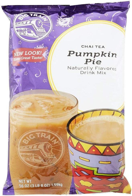 Big Train 3.5 lb. Pumpkin Pie Chai Tea Latte Mix - Decadent Spices (8/Case)  - chicken pieces