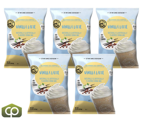 Big Train 3.5 lb. Versatile Vanilla Latte Blended Ice Coffee Mix  (5/Case)  - chicken pieces