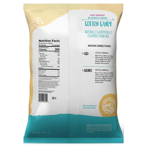Big Train 3.5 lb. Cotton Candy Kidz Kreamz Blended Creme Frappe Mix (5/Case)  - chicken pieces