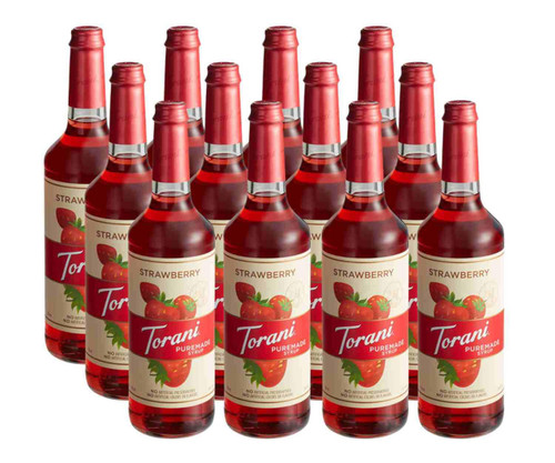torani Torani Puremade Strawberry Flavoring Syrup - 750 mL of Ripe Berry (12/Case)  - chicken pieces