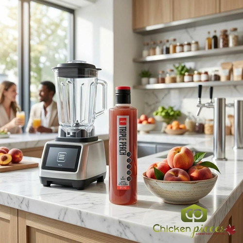 SHOTT Triple Peach Real Fruit Flavoring Syrup - 1 Liter Bottle for Summery Burst