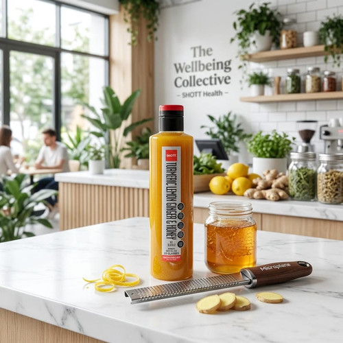 SHOTT Turmeric, Lemon, Ginger, and Honey Real Fruit Flavoring Syrup - 1 Liter