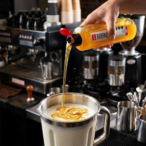 SHOTT Banana Real Fruit Flavoring Syrup - 1 Liter Bottle for Rich