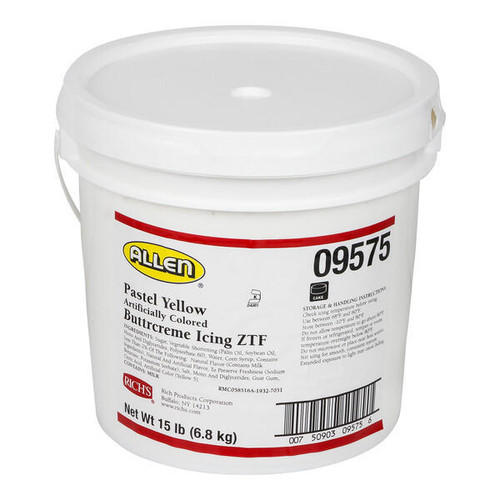  Rich's Allen Pastel Yellow Buttrcreme Icing - 15 lb. Pail Glossy Pastel Yellow 