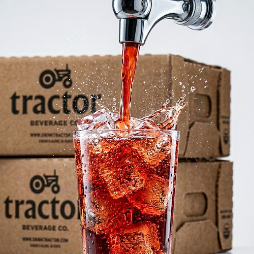 Tractor Beverage Co. Organic Blood Orange Soda Syrup 2.5 Gallon Bag in Box - Chicken Pieces