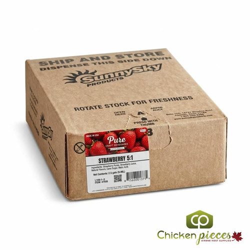 Pure Craft Beverages Juicy Sweet Strawberry Soda Syrup 2.5 Gallon Bag in Box - Chicken Pieces