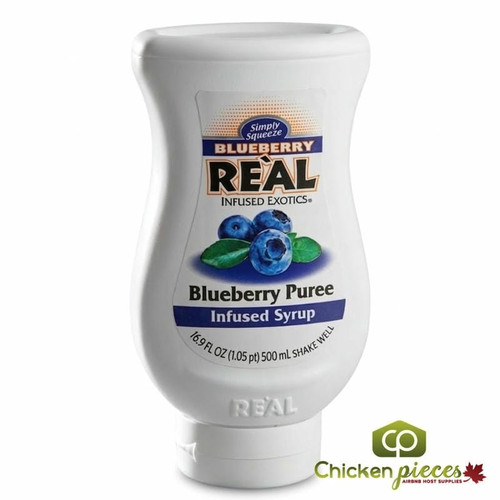 Real 16.9 fl. oz. Blueberry Puree Infused Syrup - Sweet and Tart Flavor - Chicken Pieces