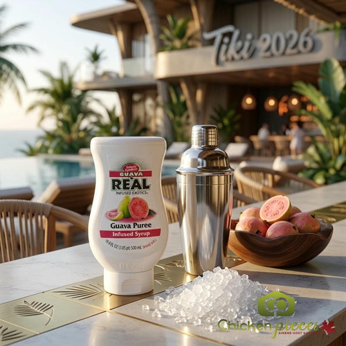 Real 16.9 fl. oz. Blueberry Puree Infused Syrup - Sweet and Tart Flavor - Chicken Pieces