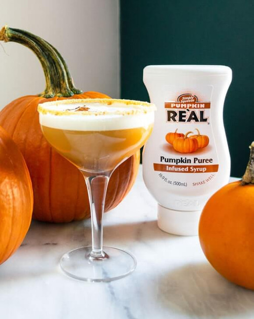 Real 16.9 fl. oz. Pumpkin Puree Infused Syrup - Rich Seasonal Flavor - Chicken Pieces